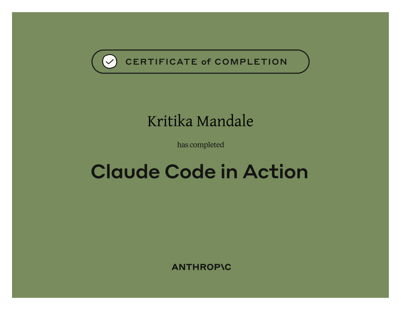 Claude Code in Action Certificate