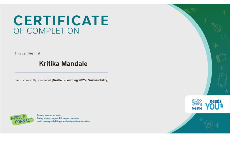 Nestle E-learning 2025 | sustainability Certificate