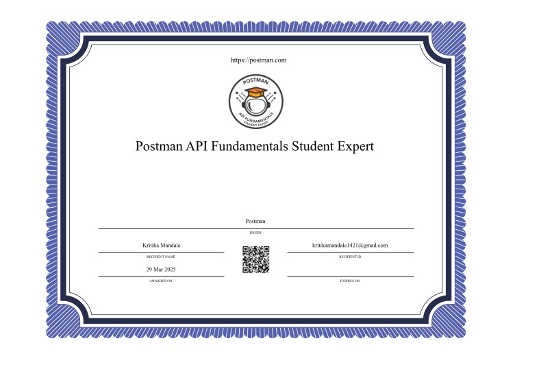 Postman API Fundamentals Student Expert Certificate