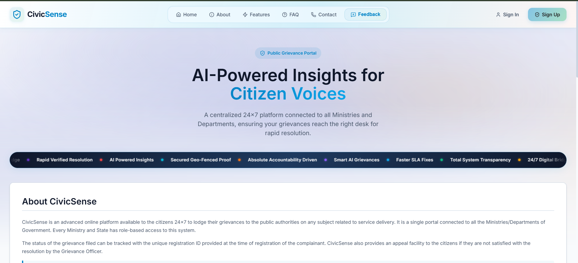 Kritika Mandale project screenshot - Civicsense